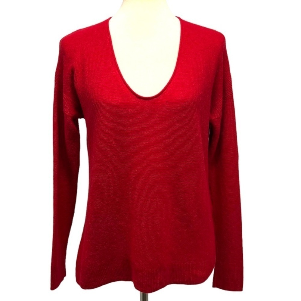 Madewell Kimball Red Merino Wool Alpaca Blend Scoop Neck Sweater Medium - Picture 2 of 9